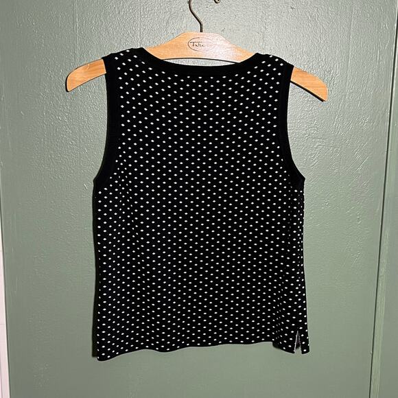 Grace Dane Lewis Polka Dot Tank Top Black White Sleeveless Blouse L - Picture 6 of 6